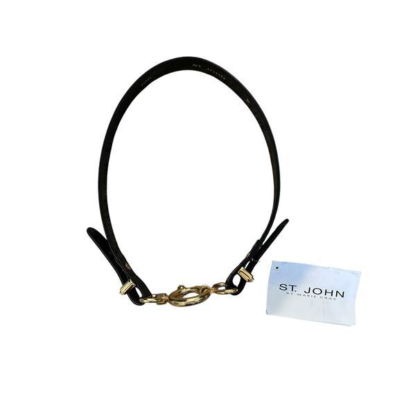 NWT St. John by Marie Gray Black Leather Waist Belt | Size Petite | QuietLuxury - Picture 3 of 6